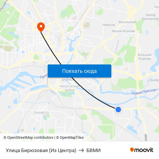 Улица Бирюзовая (Из Центра) to БВМИ map