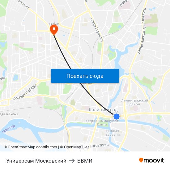 Универсам Московский to БВМИ map