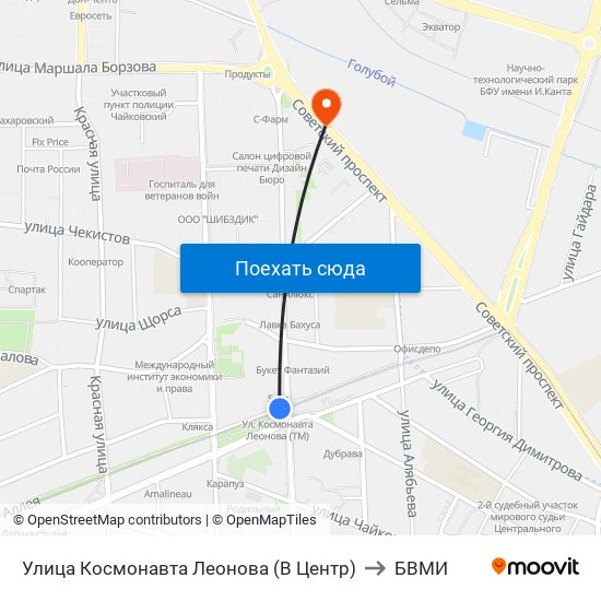 Улица Космонавта Леонова (В Центр) to БВМИ map