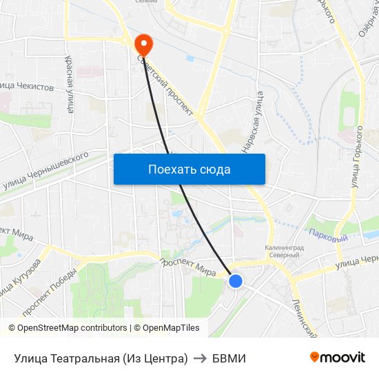 Улица Театральная (Из Центра) to БВМИ map