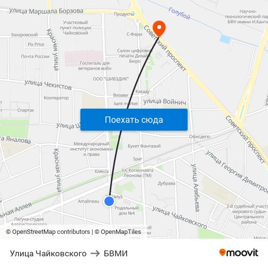 Улица Чайковского to БВМИ map