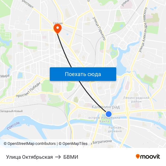 Улица Октябрьская to БВМИ map