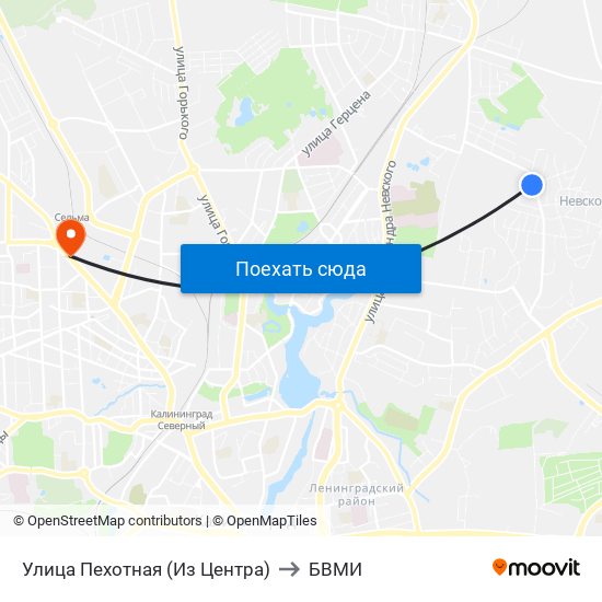 Улица Пехотная (Из Центра) to БВМИ map