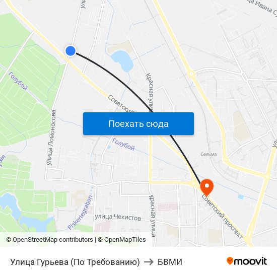 Улица Гурьева (По Требованию) to БВМИ map