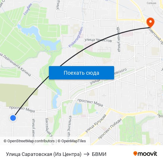 Улица Саратовская (Из Центра) to БВМИ map