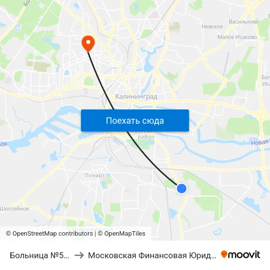 Больница №5 (В Центр) to Московская Финансовая Юридическая Академия map