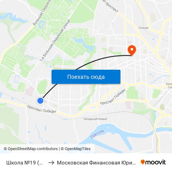 Школа №19 (Из Центра) to Московская Финансовая Юридическая Академия map