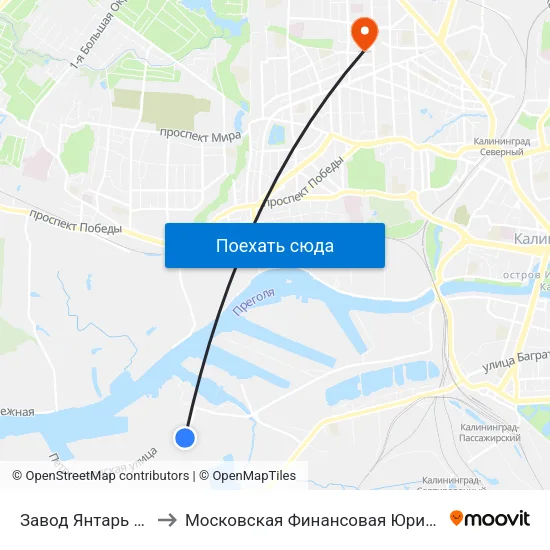 Завод Янтарь (Конечная) to Московская Финансовая Юридическая Академия map