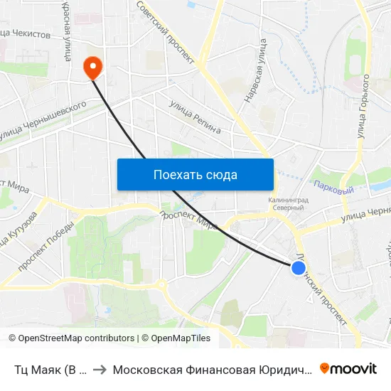 Тц Маяк (В Центр) to Московская Финансовая Юридическая Академия map