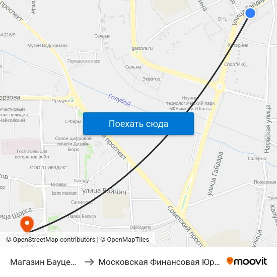 Магазин Бауцентр (В Центр) to Московская Финансовая Юридическая Академия map