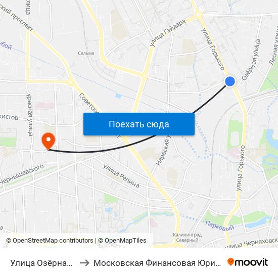 Улица Озёрная (В Центр) to Московская Финансовая Юридическая Академия map