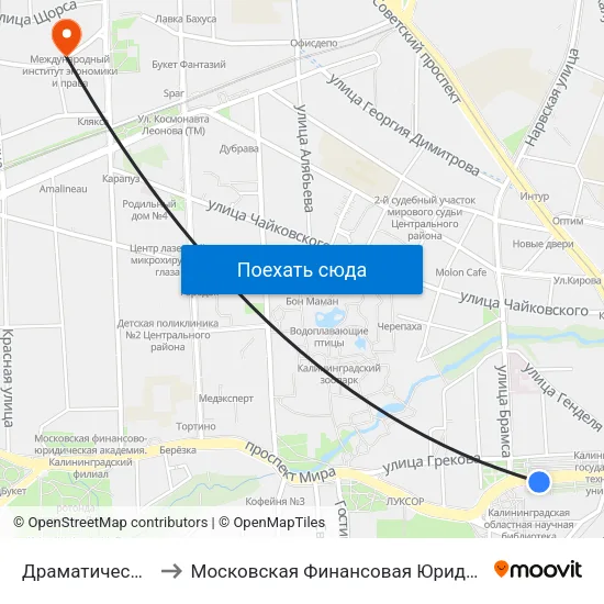 Драматический Театр to Московская Финансовая Юридическая Академия map