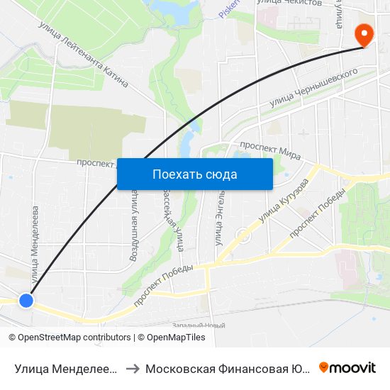Улица Менделеева (Из Центра) to Московская Финансовая Юридическая Академия map