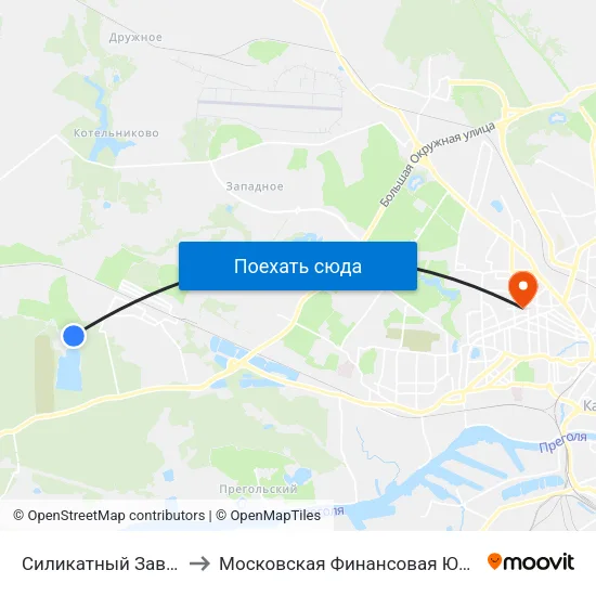 Силикатный Завод (Конечная) to Московская Финансовая Юридическая Академия map