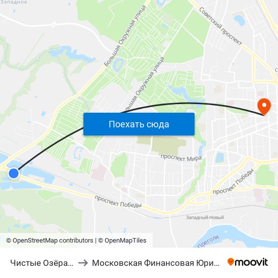 Чистые Озёра (В Центр) to Московская Финансовая Юридическая Академия map