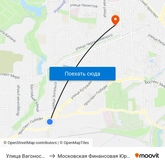 Улица Вагоностроительная to Московская Финансовая Юридическая Академия map