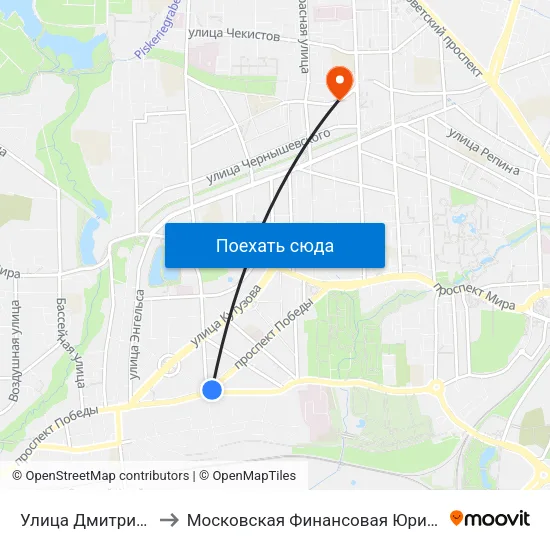 Улица Дмитрия Донского to Московская Финансовая Юридическая Академия map