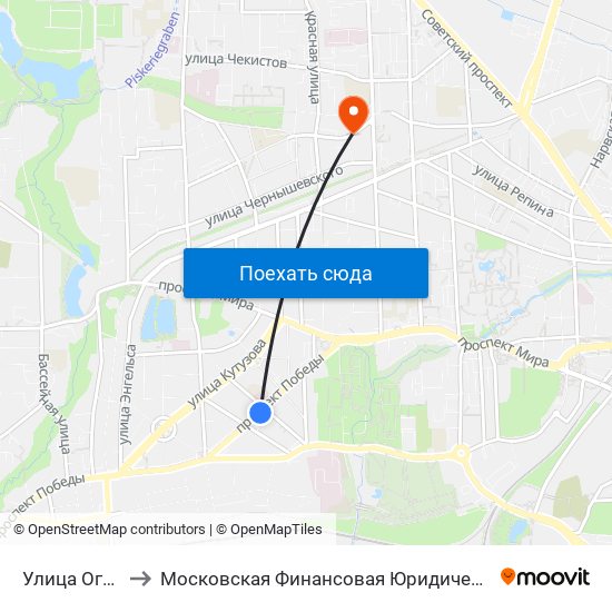 Улица Огарёва to Московская Финансовая Юридическая Академия map