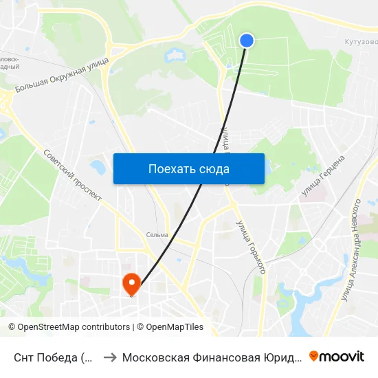 Снт Победа (Конечная) to Московская Финансовая Юридическая Академия map