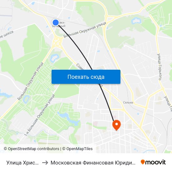 Улица Хрисанфова to Московская Финансовая Юридическая Академия map