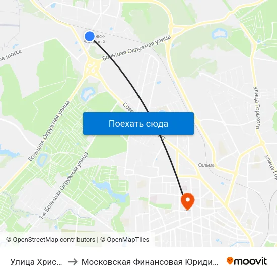 Улица Хрисанфова to Московская Финансовая Юридическая Академия map
