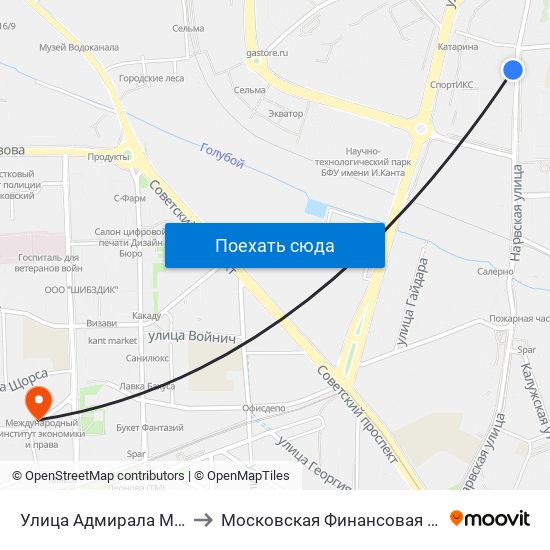 Улица Адмирала Макарова (В Центр) to Московская Финансовая Юридическая Академия map