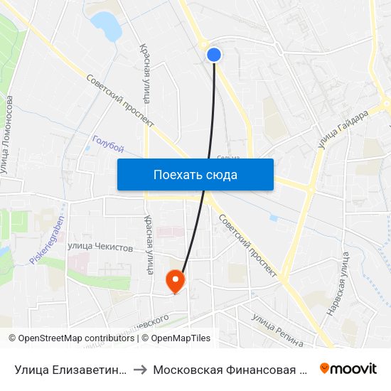 Улица Елизаветинская (Из Центра) to Московская Финансовая Юридическая Академия map