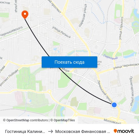 Гостиница Калининград (Из Центра) to Московская Финансовая Юридическая Академия map