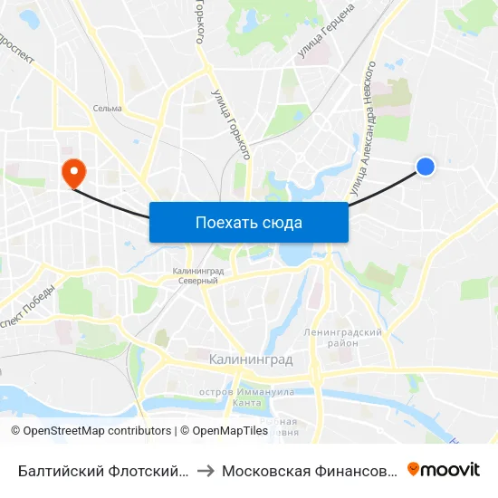 Балтийский Флотский Военный Суд (Из Центра) to Московская Финансовая Юридическая Академия map