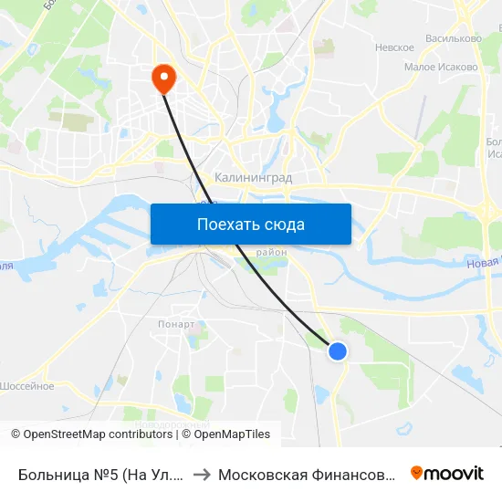 Больница №5 (На Ул. Муромской, Из Центра) to Московская Финансовая Юридическая Академия map