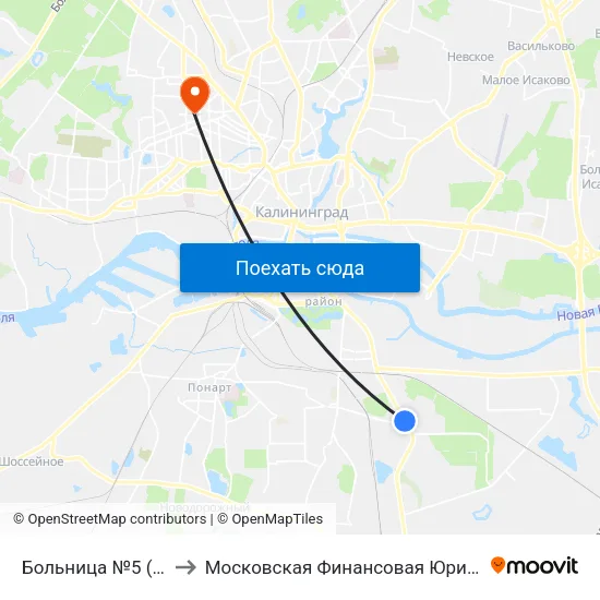 Больница №5 (Из Центра) to Московская Финансовая Юридическая Академия map