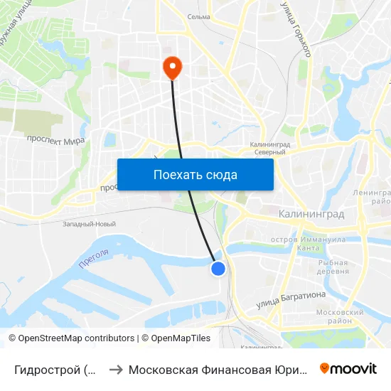 Гидрострой (Из Центра) to Московская Финансовая Юридическая Академия map