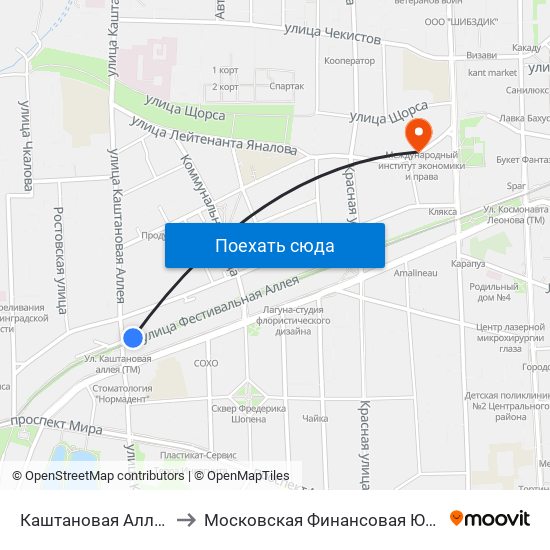 Каштановая Аллея (Из Центра) to Московская Финансовая Юридическая Академия map