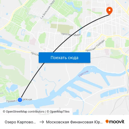 Озеро Карповое (Из Центра) to Московская Финансовая Юридическая Академия map