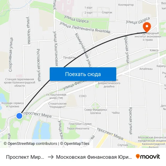 Проспект Мира (В Центр) to Московская Финансовая Юридическая Академия map