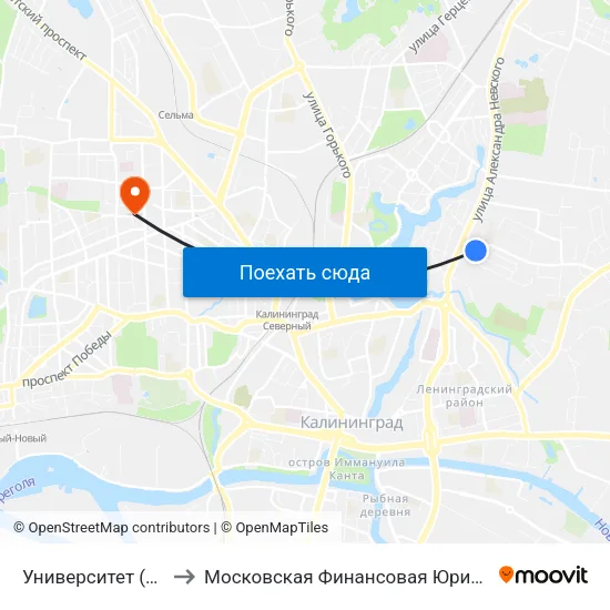 Университет (Из Центра) to Московская Финансовая Юридическая Академия map