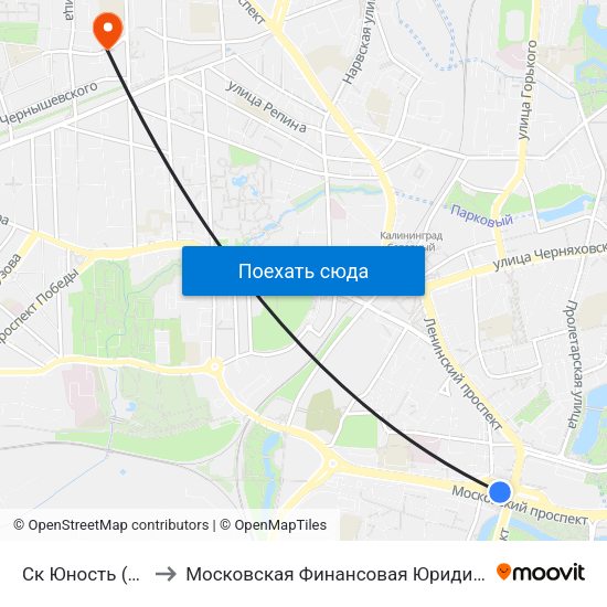 Ск Юность (В Центр) to Московская Финансовая Юридическая Академия map