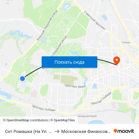Снт Ромашка (На Ул. Тенистая Аллея, В Центр) to Московская Финансовая Юридическая Академия map