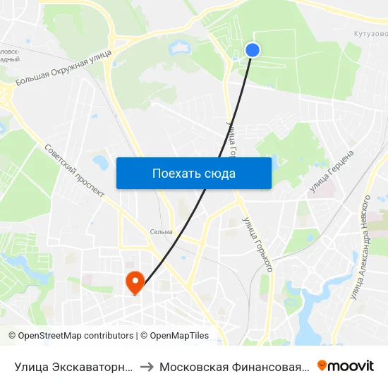 Улица Экскаваторная (По Требованию) to Московская Финансовая Юридическая Академия map