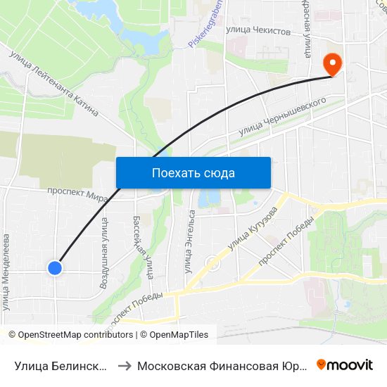 Улица Белинского (В Центр) to Московская Финансовая Юридическая Академия map