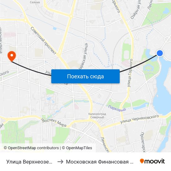 Улица Верхнеозерная (Из Центра) to Московская Финансовая Юридическая Академия map