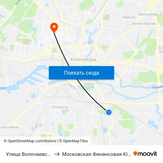 Улица Волочаевская (Из Центра) to Московская Финансовая Юридическая Академия map