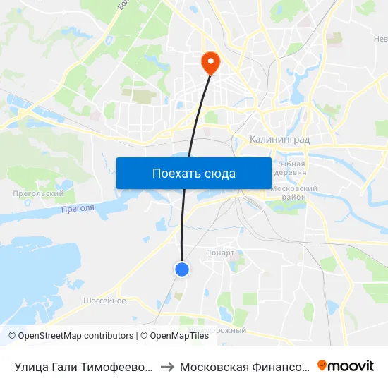 Улица Гали Тимофеевой (По Требованию, Из Центра) to Московская Финансовая Юридическая Академия map