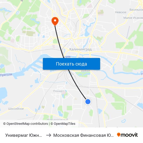 Универмаг Южный (Из Центра) to Московская Финансовая Юридическая Академия map