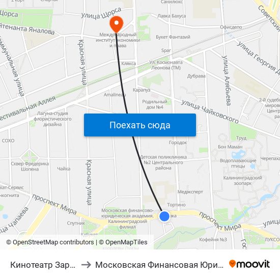 Кинотеатр Заря (В Центр) to Московская Финансовая Юридическая Академия map