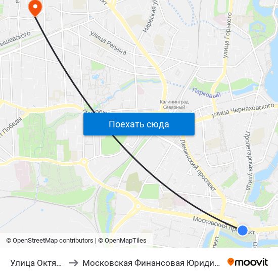 Улица Октябрьская to Московская Финансовая Юридическая Академия map