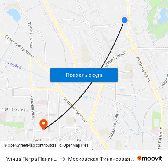 Улица Петра Панина (По Требованию) to Московская Финансовая Юридическая Академия map