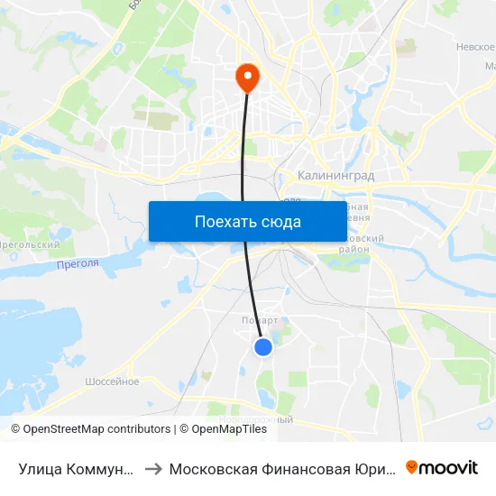 Улица Коммунистическая to Московская Финансовая Юридическая Академия map