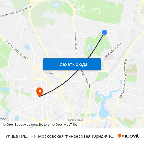 Улица Платова to Московская Финансовая Юридическая Академия map