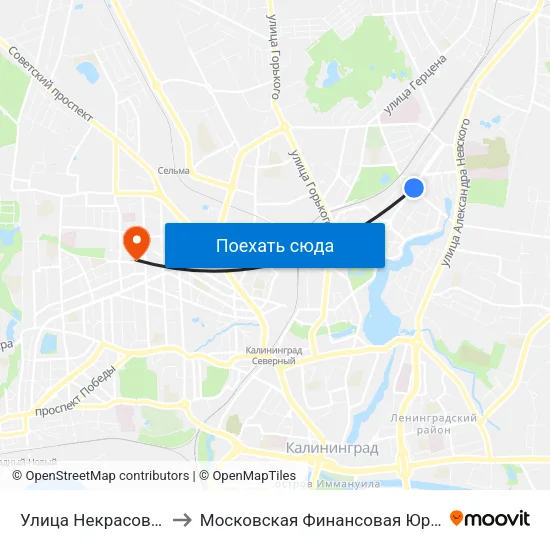 Улица Некрасова (Из Центра) to Московская Финансовая Юридическая Академия map